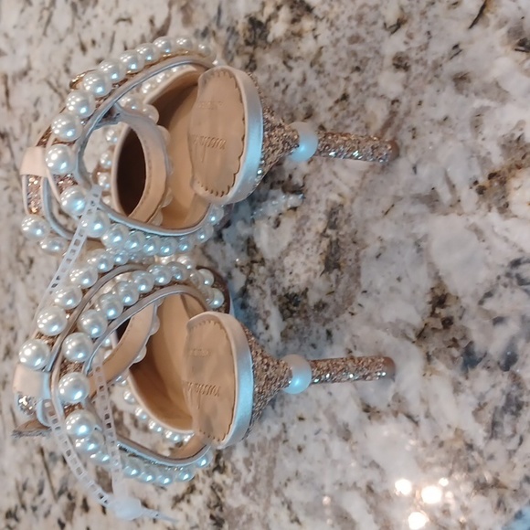 Antonio Melani x Nicola Bathie Bebe Ankle Strap Glitter Pearl Detail Multi Size - Picture 10 of 15
